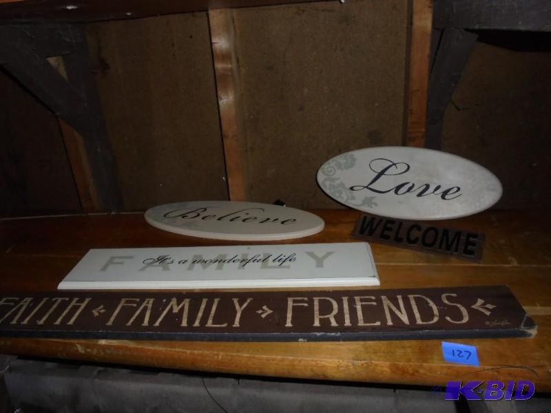 lot 127 image: Lot of 5 decorative wood signs....