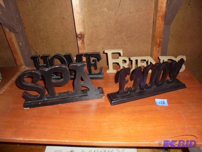 lot 128 image: Lot of 4 wooden decorative signs....