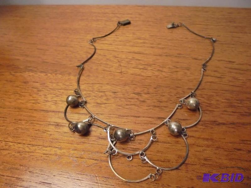 lot 20 image: Vintage Sterling Squash Blossom necklace. &nb...