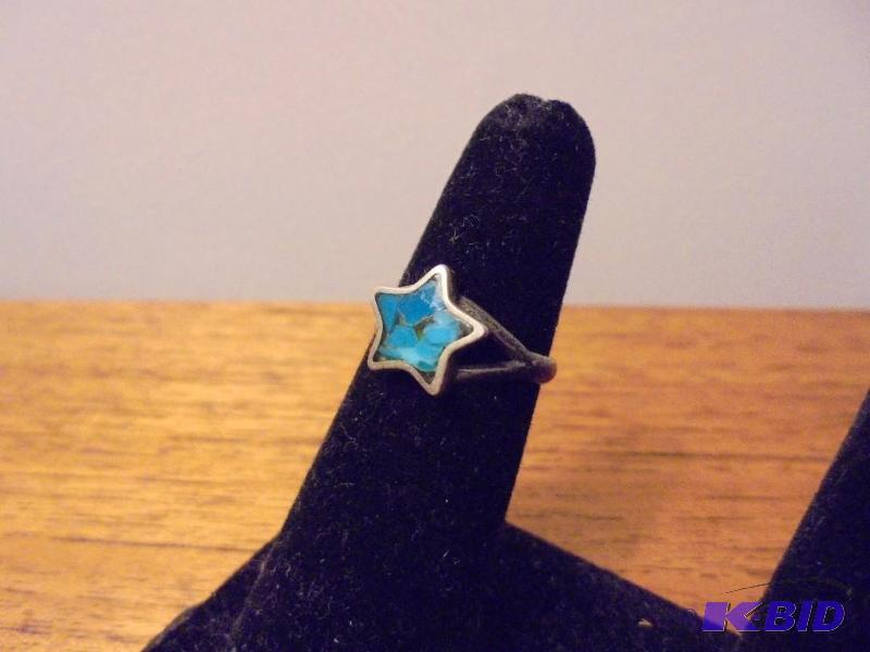 lot 25 image: Vintage Sterling Silver and turquoise inlay s...
