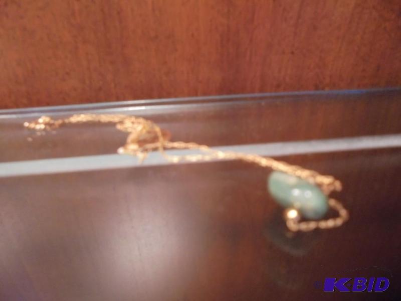 lot 34 image: Gold filled chain and turquoise pendant neckl...