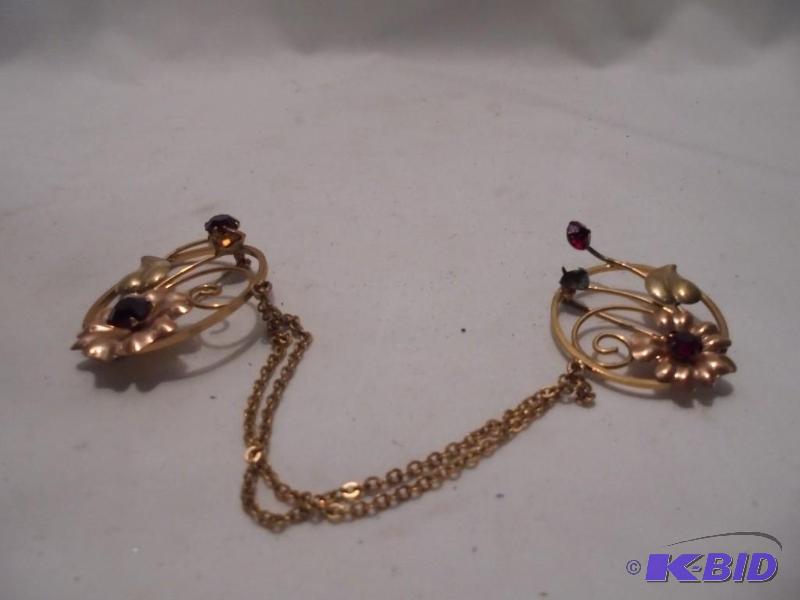 lot 35 image: Bal Ron 12 Karat gold filled double brooch. &...