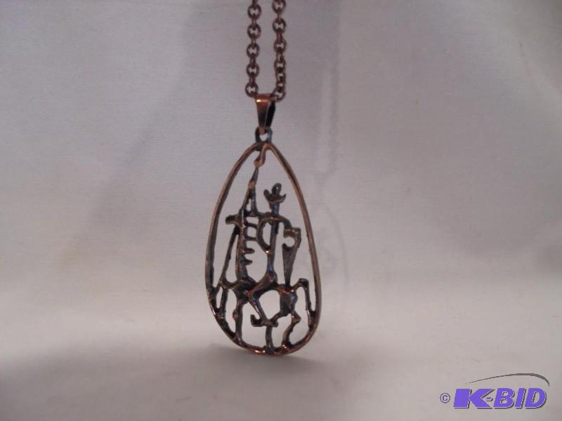 lot 47 image: Large 3.5 inch vintage solid Copper pendant n...