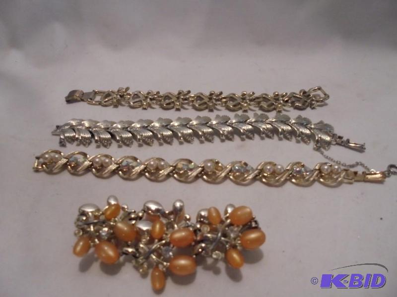 lot 52 image: Lot of (4) vintage costume jewelry bracelets....