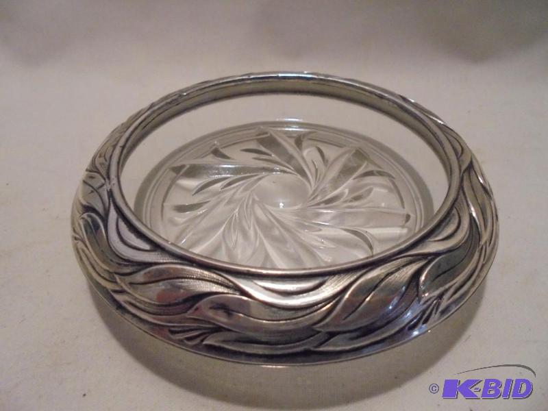 lot 62 image: Large&nbspSterling Silver and glass wine bot...