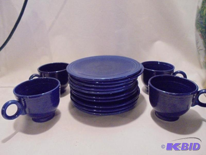 lot 72 image: Lot of (10 ) vintage Fiesta cobalt blue 6 inc...