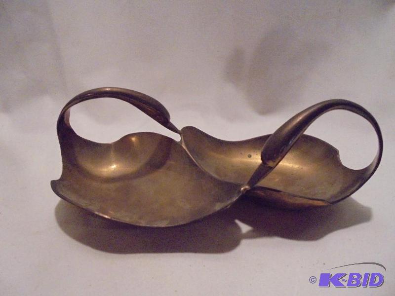 lot 75 image: Double brass swan candy dish.  ...