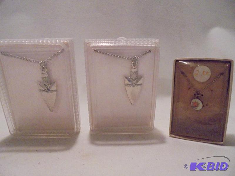 lot 84 image: Lot of (3) necklaces pendants.  ...