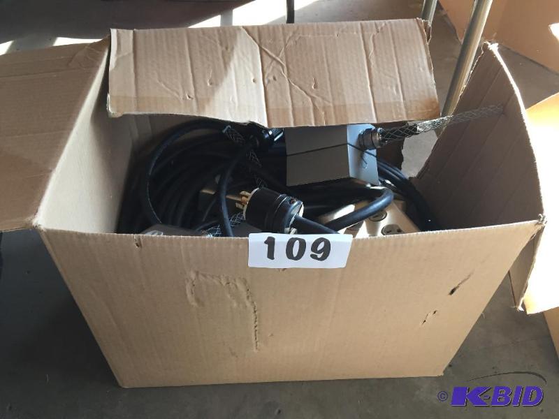 lot 109 image: Box of misc. electrical extension boxes....