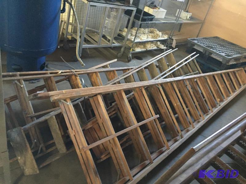 lot 11 image: Lot of 5 misc. wooden step ladders. Varying h...