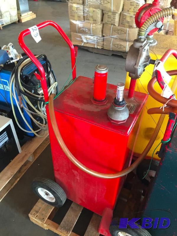 lot 123 image: Fuel  gas caddy with pump....