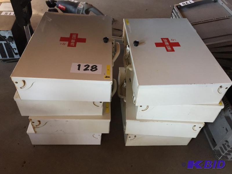lot 128 image: Lot of 8 first aid kit boxes....
