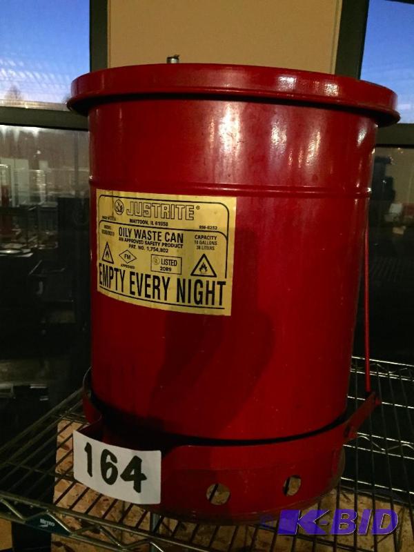 lot 164 image: Justrite flammable  oily waste can....