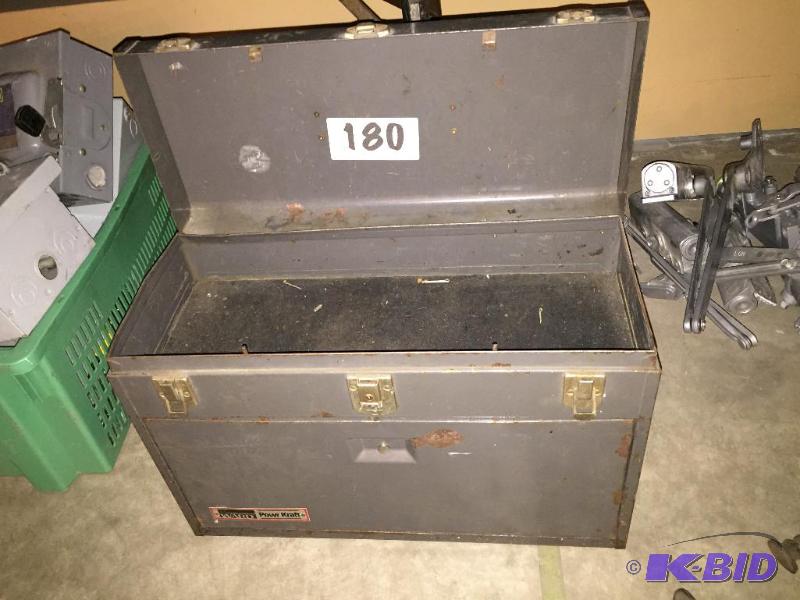 lot 180 image: Montgomery Ward Powr Kraft tool box....