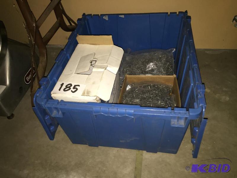 lot 185 image: Bin of plastic banding clips....