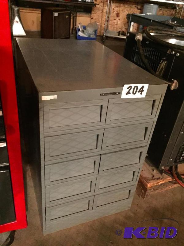 lot 204 image: Peerless metal parts cabinet....