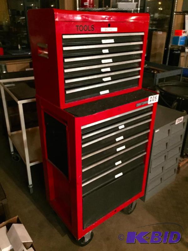lot 205 image: Craftsman upper and lower tool box set. Top h...