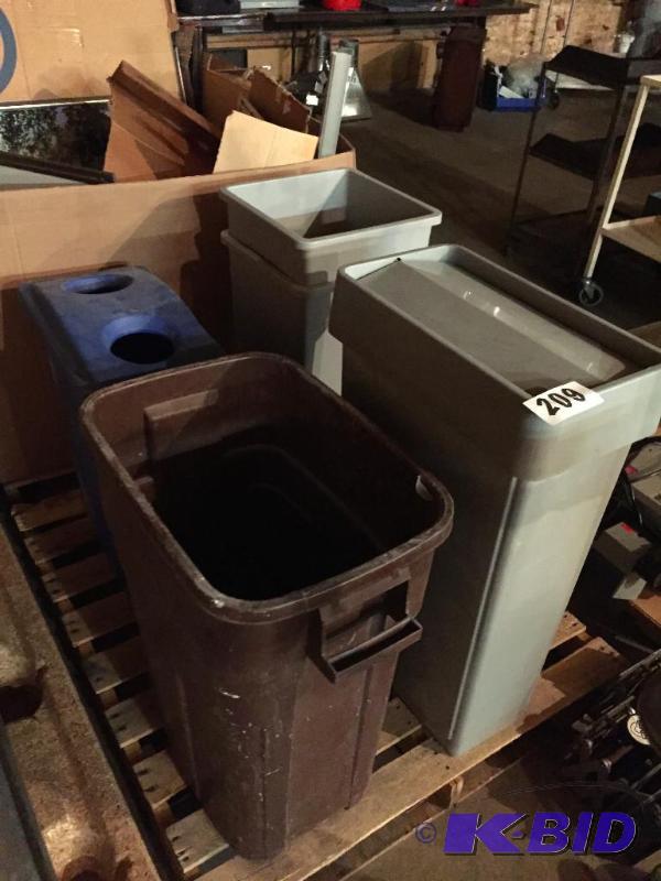 lot 209 image: 5 misc. trash  recycling receptacles....