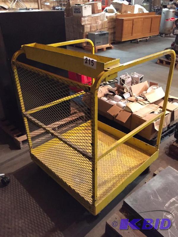 lot 215 image: Safety work cage  platform on wheels....
