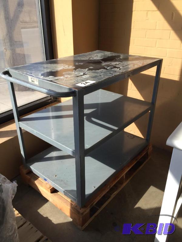 lot 24 image: Metal shop cart (no wheels)....
