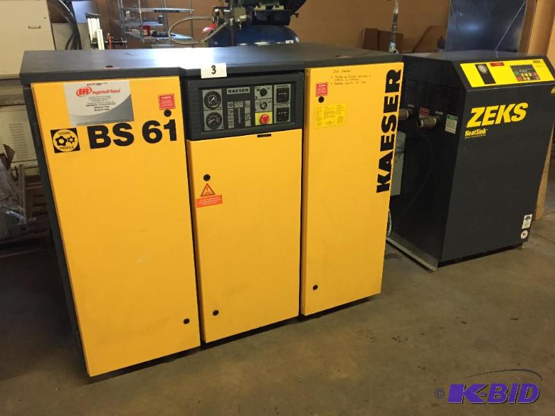 lot 3 image: Kaeser industrial air compressor model BS-61 ...