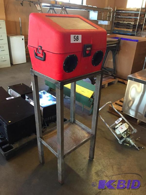 lot 58 image: Small personal blast cabinet on stand....