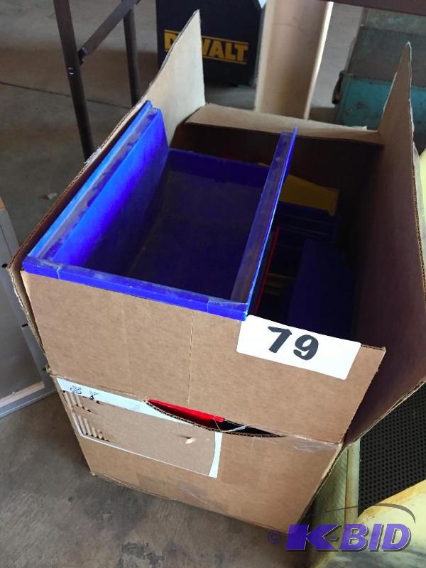 lot 79 image: Box of misc. plastic parts bins....