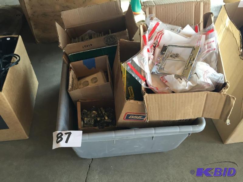 lot 87 image: Bin w misc. electrical parts and accessories...