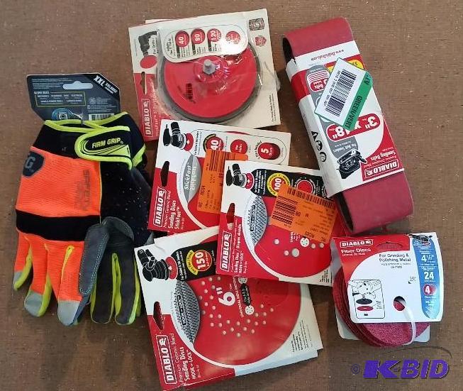 7 item lot.  Large lot of Diablo Circular sanding discs and belts