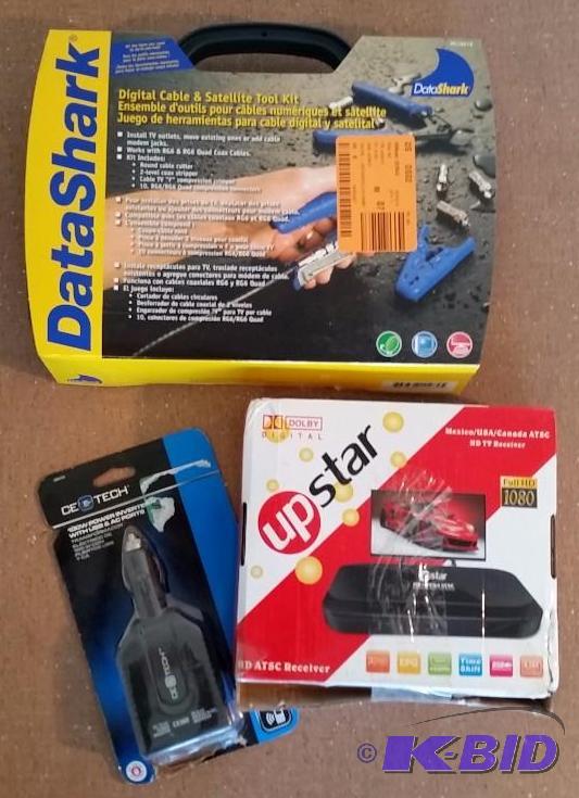 3 item lot.  Datashark Cable and Satellite Tool Kit, Power Inverter, HD TV Receiver