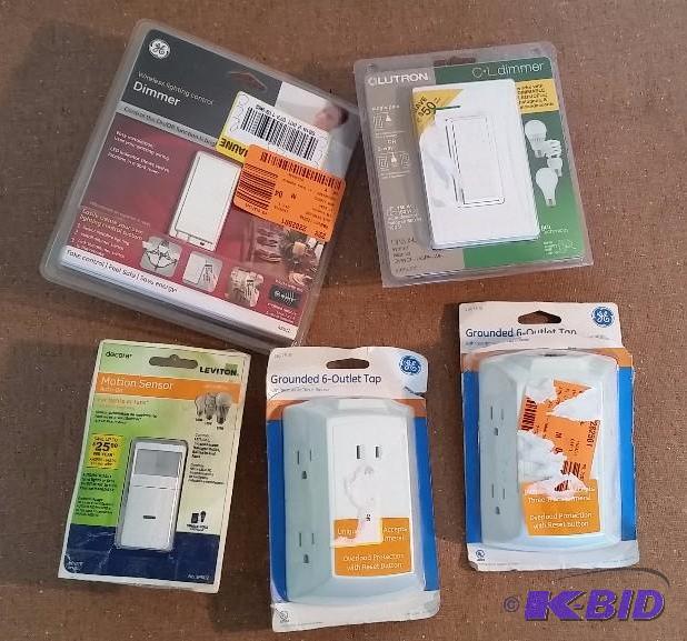 5 Item lot of Dimmer Switches, Motion Detectors,  Power Surge Protectors.