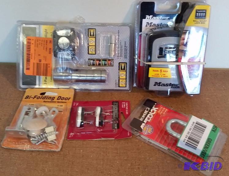 8 item lot Wall mount lock box, Kidde smoke alarm and Co detector and more