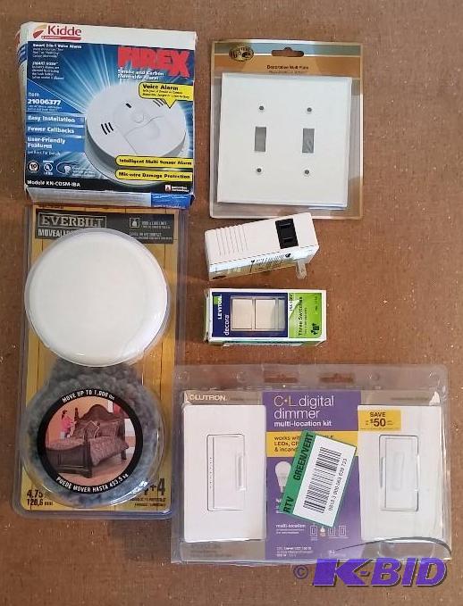 6 item lot Decorative Wall Plate, Furniture movers, Combo Smoke Alarm, and more