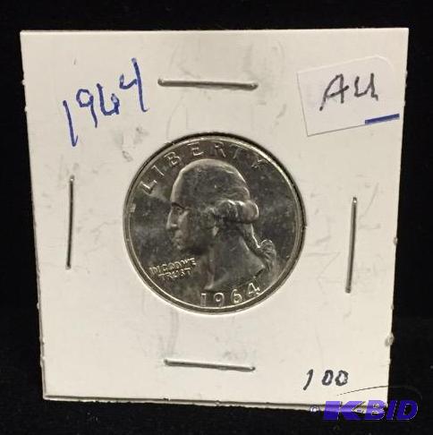 1964 Silver Washington Quarter AU