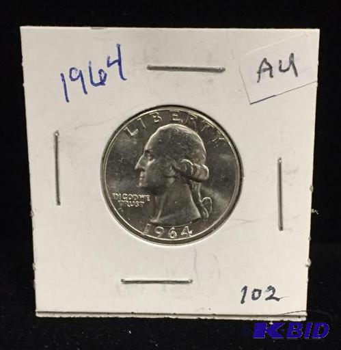 1964 Silver Washington Quarter AU