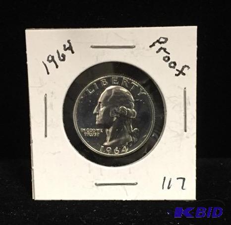1964 Silver Washington Quarter Proof BU