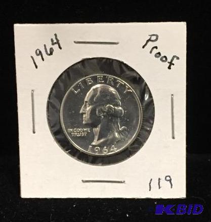 1964 Silver Washington Quarter Proof BU