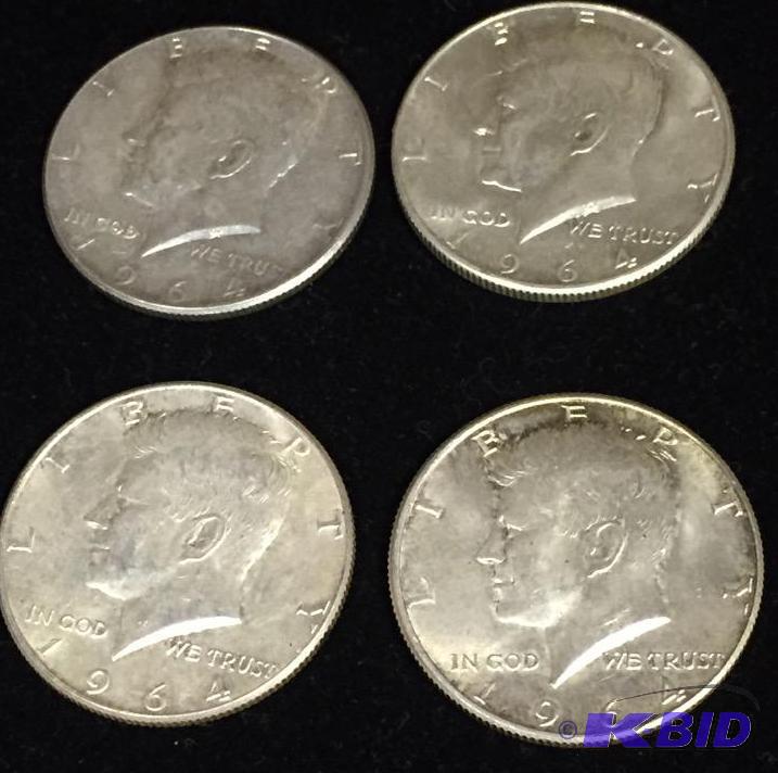 (4) 1964 Kennedy Silver Halves