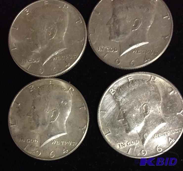 (4) 1964 Kennedy Silver Halves
