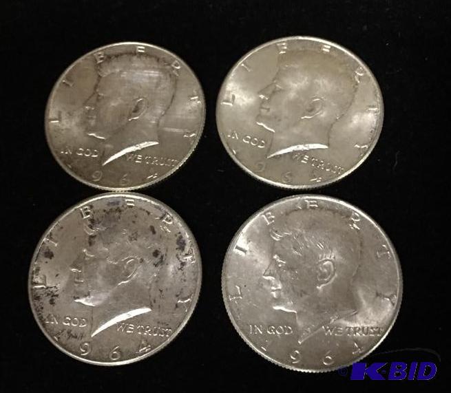 (4) 1964 Kennedy Silver Halves