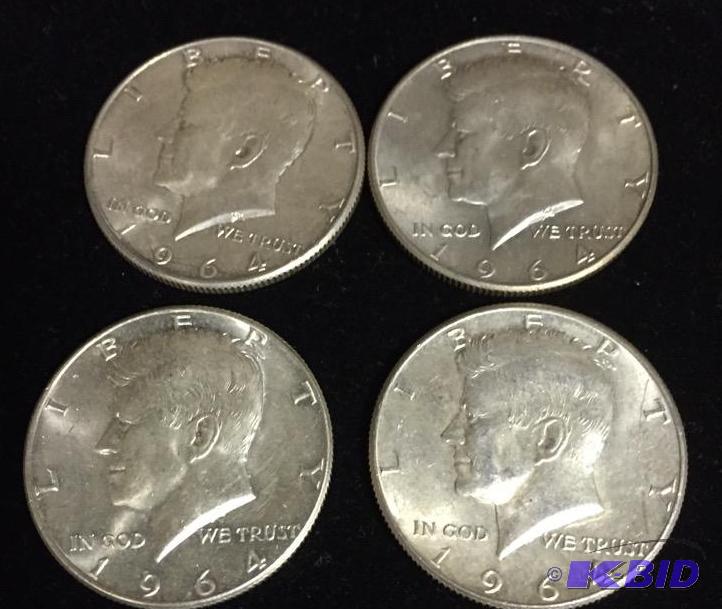 (4) 1964 Kennedy Silver Halves