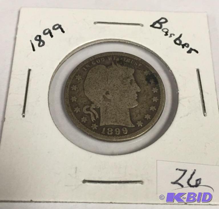 1899 Silver Barber Quarter