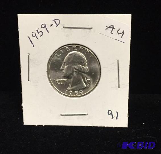 1959-D Silver Washington Quarter AU