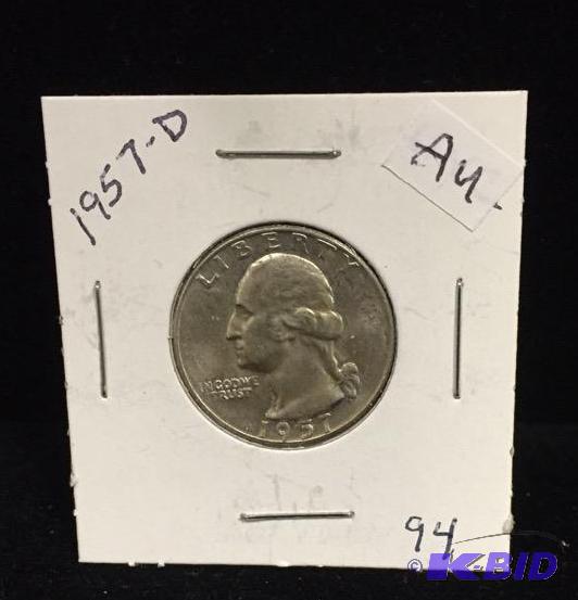 1957-D Silver Washington Quarter AU