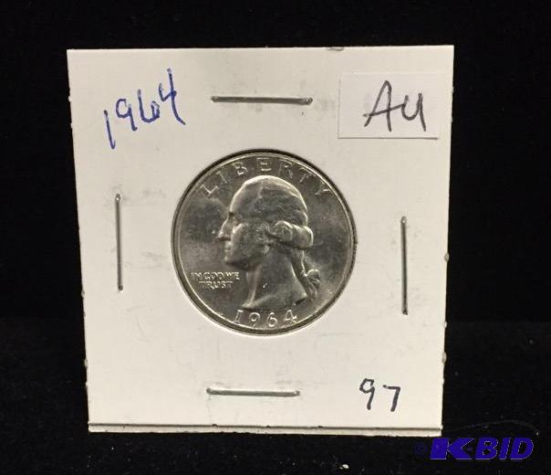 1964 Silver Washington Quarter AU