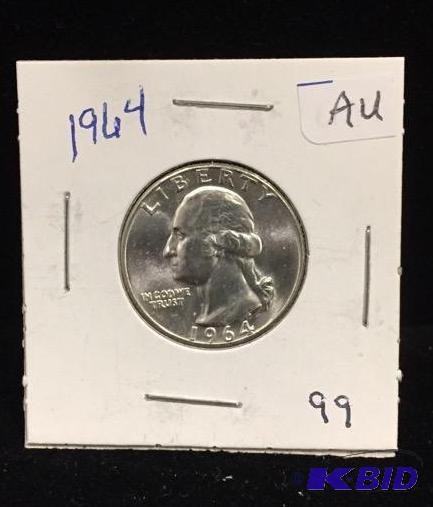 1964 Silver Washington Quarter AU