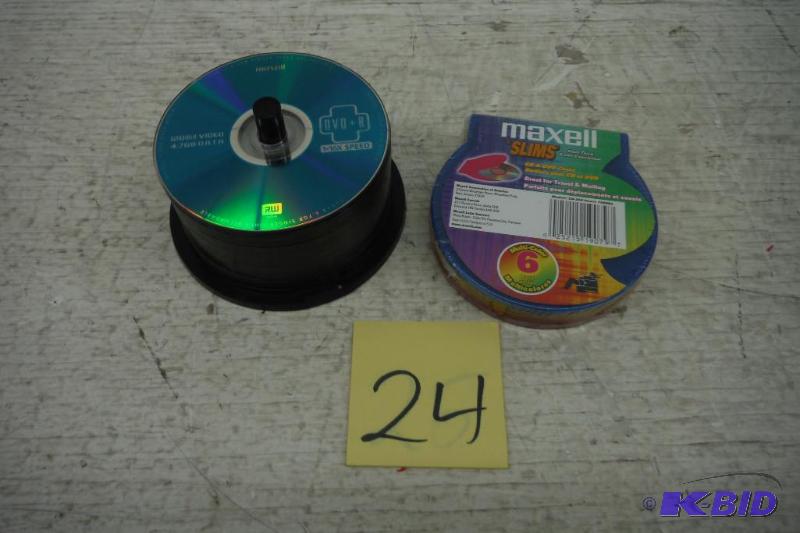 lot 24 image: Lot of 50 DVD-Rs and a 6 pack of slims dvdcd cases