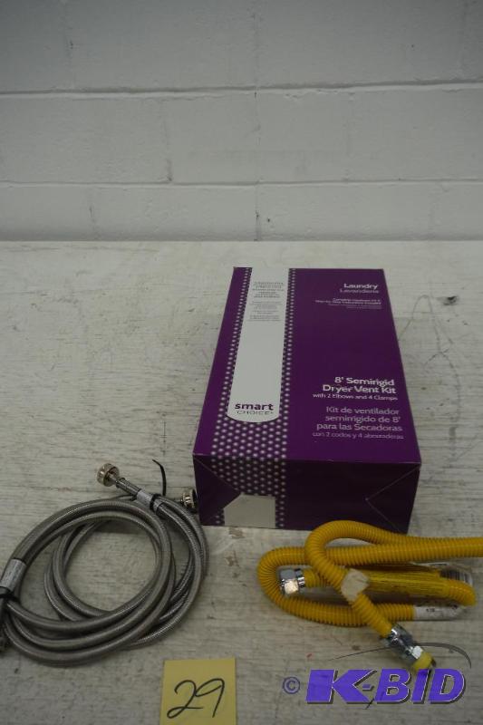 lot 29 image: 8 dryer vent- Stainless washer hot and cold lines-Dryer Gas line