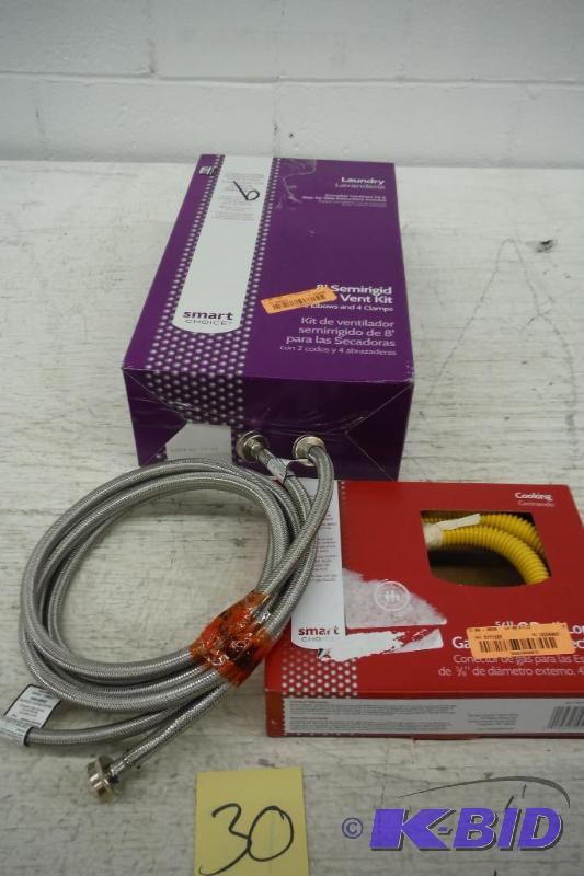 lot 30 image: 8 dryer vent- Stainless washer hot and cold lines-Dryer Gas line