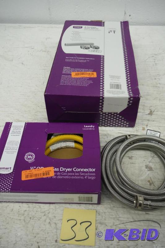 lot 33 image: 8 dryer vent- Stainless washer hot and cold lines-Dryer Gas line